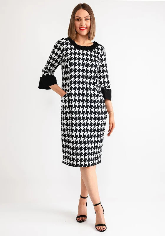  Women’s clothing that combines comfort and style   Avalon Nina Houndstooth Pencil Dress, Black and White