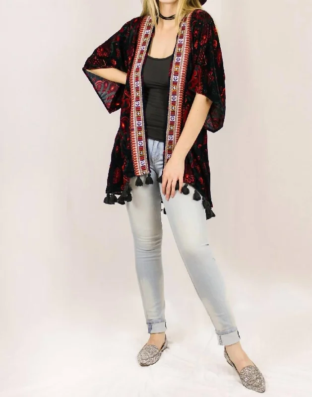Premium quality women’s clothing at affordable prices   Burnout Kimono In Velvet