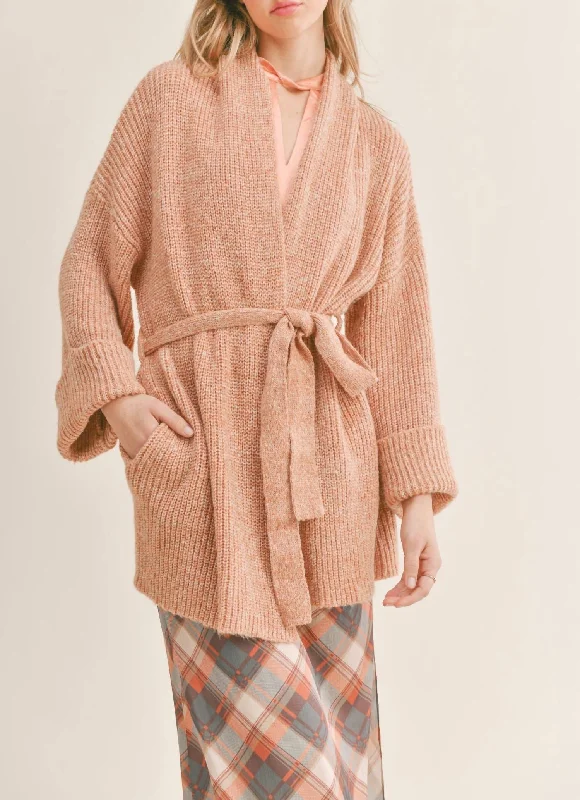 Feminine fashion to express your unique style   Carrie Tied Open Cardi In Salmon