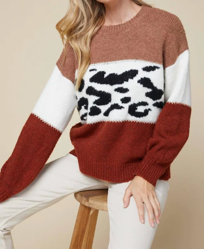 Trendsetting women’s clothing for fashion lovers   Color Block Sweater In Leopard Print