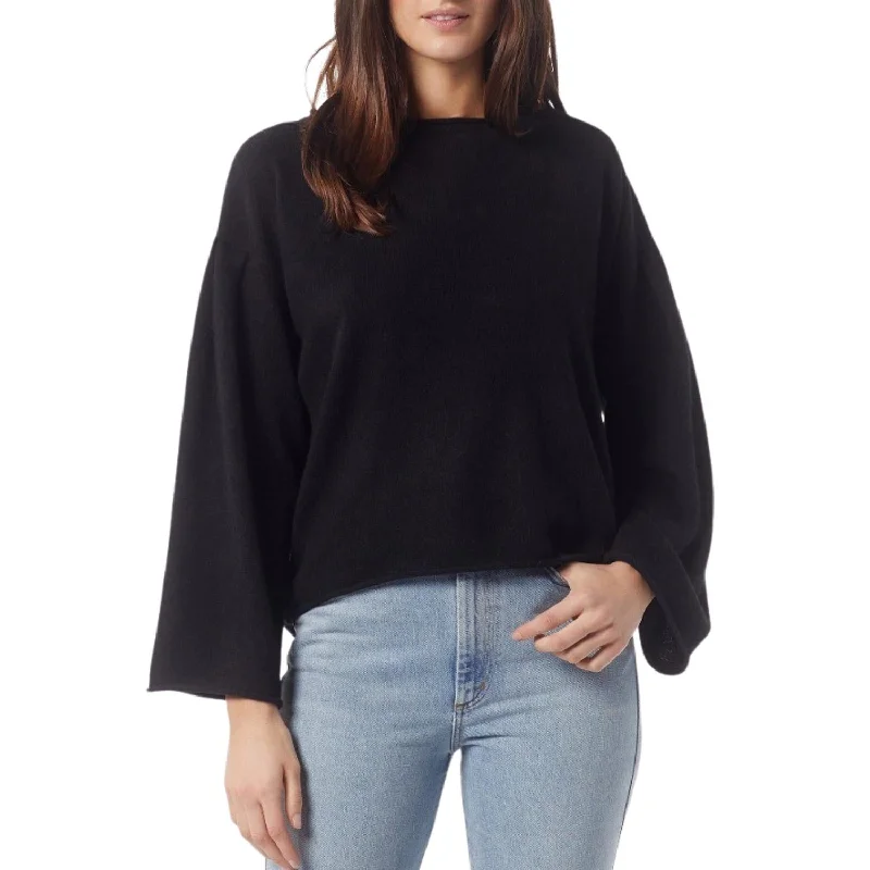 Women’s clothing to inspire confidence and beauty   Ivern Bell Sleeve Cashmere Sweater In Caviar Black