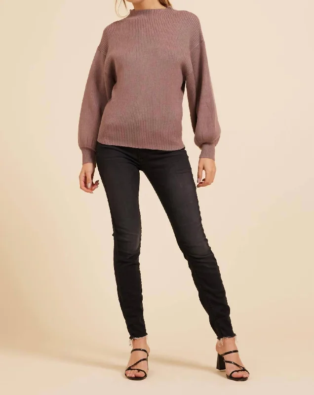 Step up your style with trendy women’s clothing   Mock Neck Sweater In Mink