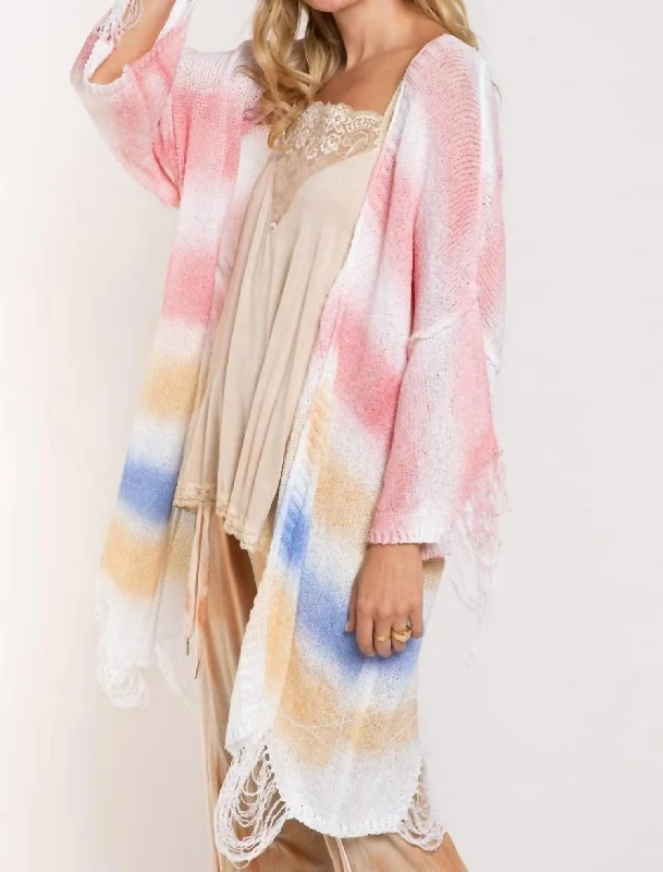 Clothing that’s as bold as you are   Rainbow Distressed Cardigan In Berry