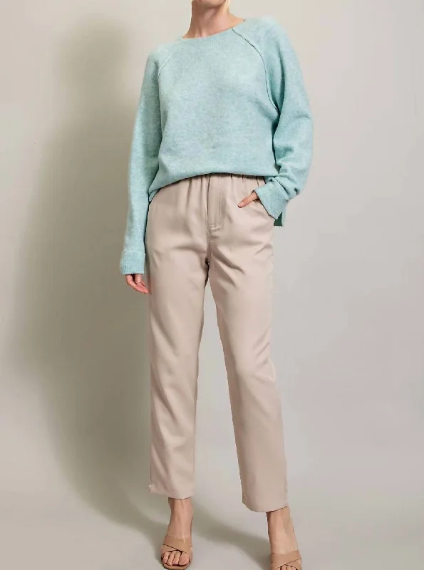Summer-ready fashion for stylish women   Women's Long Sleeve Sweater With Side Slits In Mint