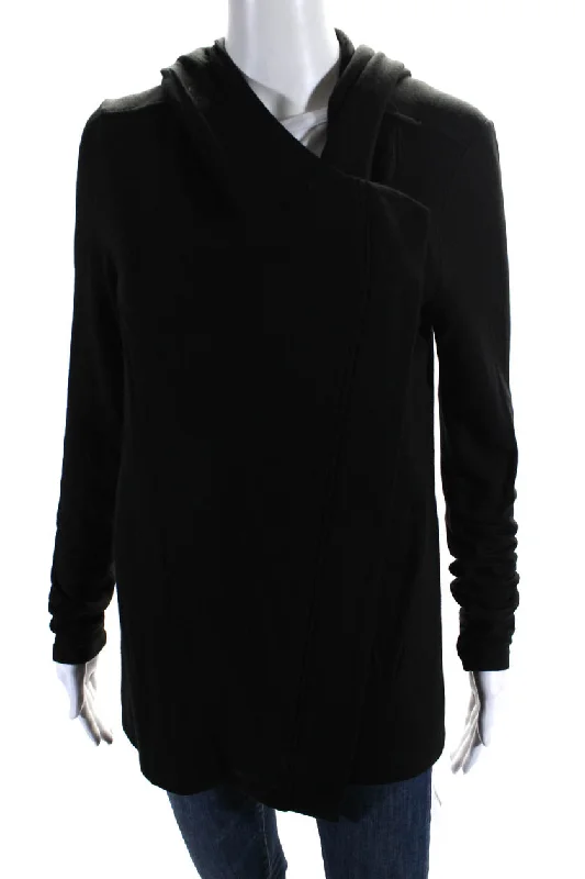 Bold and beautiful clothing for every woman   Helmut Lang Womens Front Zip Lightweight Knit Hooded Jacket Black