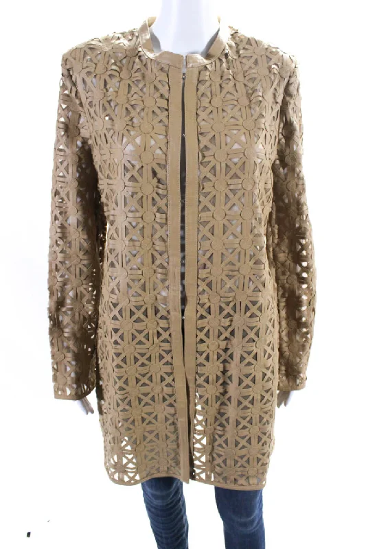Effortlessly chic fashion for today’s woman   In Transit 2 Womens Leather Hook Closure Long Sleeves Coat Beige