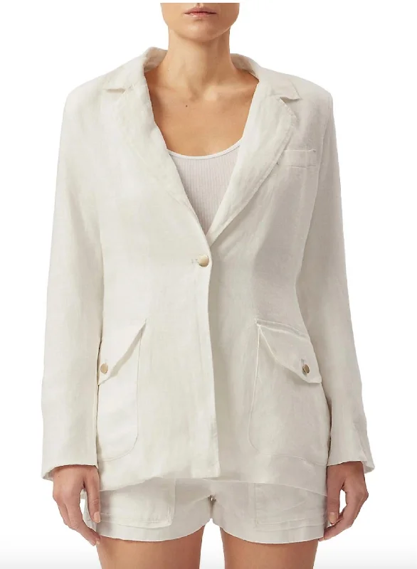 High-fashion styles at affordable prices   Linen Blazer In White