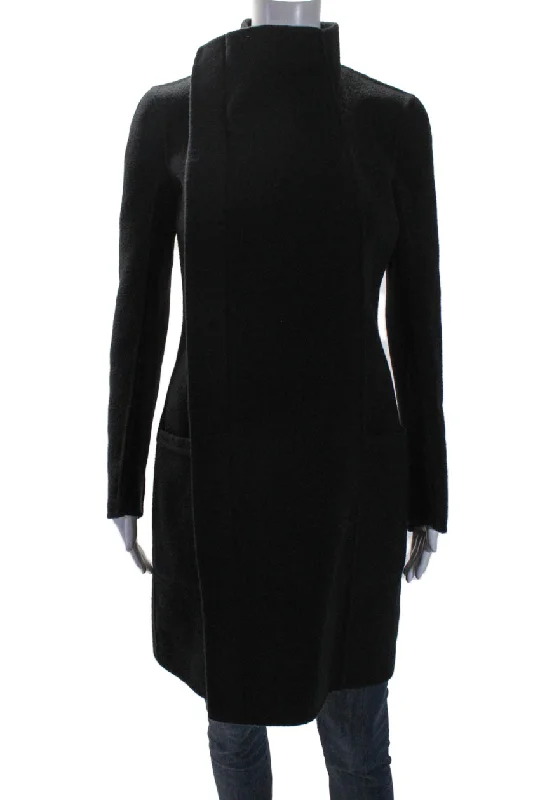 Premium quality women’s clothing at affordable prices   Rick Owens Womens Cashmere Asymmetrical Zipped Long Sleeve Coat Black