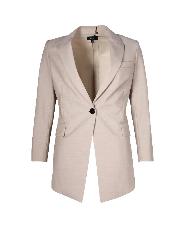 Chic and comfortable clothing for busy women Theory Etiennette Melange Single Breasted Blazer in Beige Wool Chic and comfortable clothing for busy women Theory Etiennette Melange Single Breasted Blazer in Beige Wool