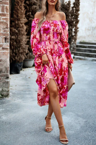  Women’s clothing to inspire confidence and beauty   Printed Balloon Sleeve Midi Dress