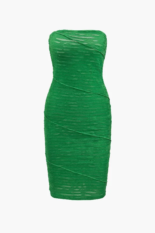  Feminine and fashionable clothing for every wardrobe   Stitching Detail Destroyed Strapless Mini Dress