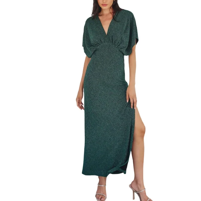 Confidence-boosting clothing for women   Nightscape Blouson Maxi Dress In Emerald