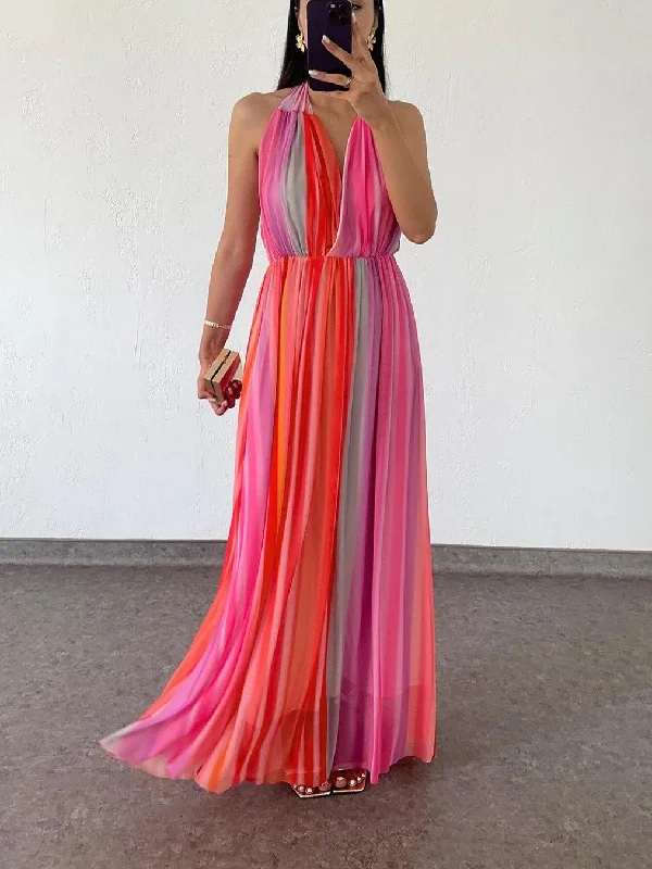 Timeless clothing pieces every woman should own   Tie Dye Halterneck Backless Maxi Dress
