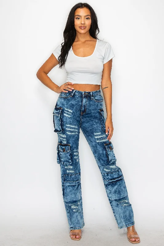 Refresh your wardrobe with high-quality women’s fashion 40575 Women's Mid Rise washed Down Cargo Jeans Refresh your wardrobe with high-quality women’s fashion 40575 Women's Mid Rise washed Down Cargo Jeans