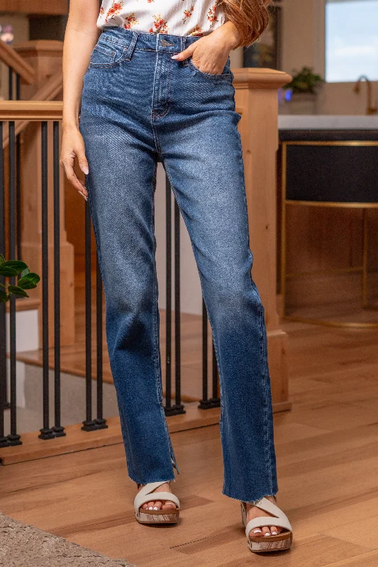 Classic pieces for a timeless wardrobe   My Love Slit Hem High Rise Straight