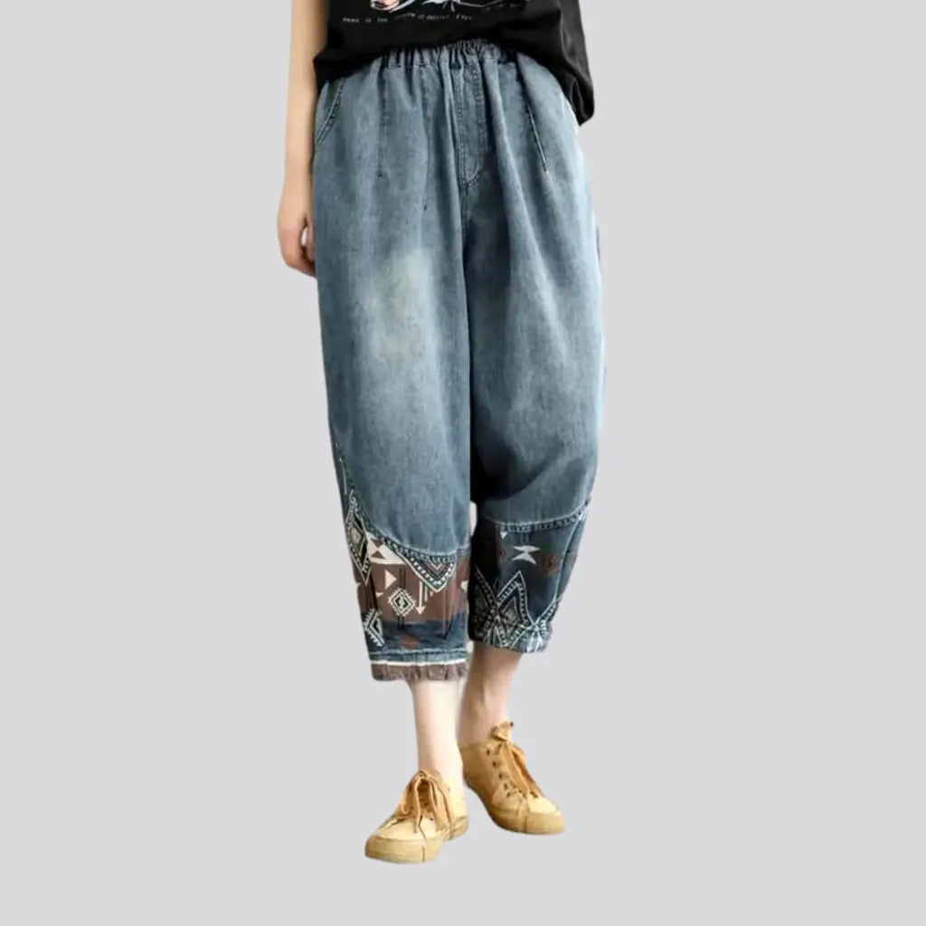 Create a timeless wardrobe with fashionable pieces   Light-wash sanded denim pants for ladies