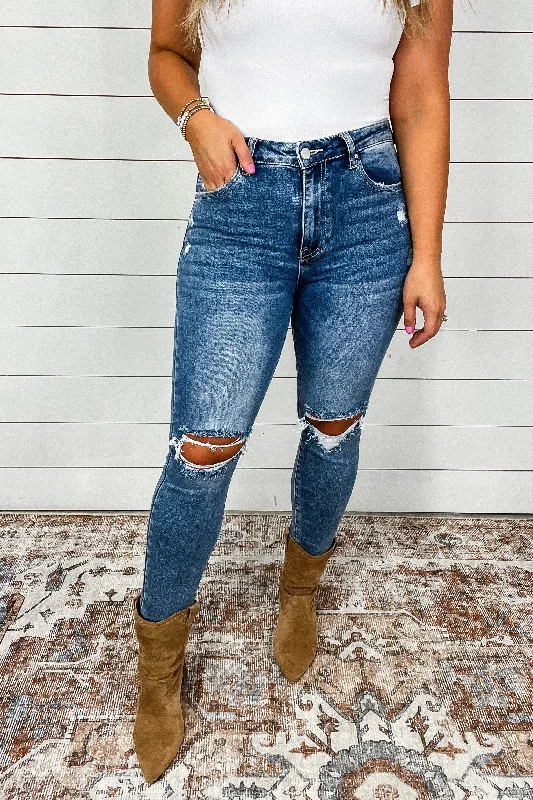 Elegant evening wear for special events The Brooke's - High Rise Knee Distressed Skinny Jeans Elegant evening wear for special events The Brooke's - High Rise Knee Distressed Skinny Jeans