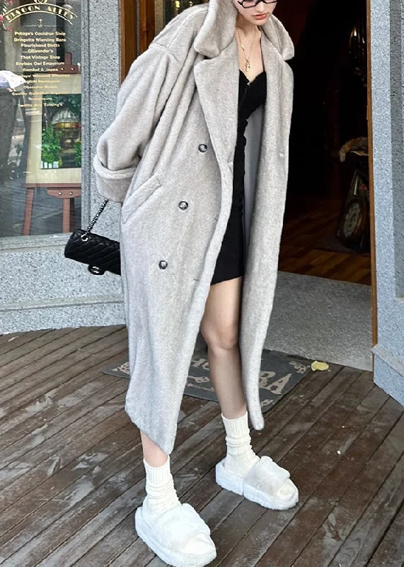 Chic for every occasion and style   Italian Silver Brown Peter Pan Collar Pockets Patchwork Mink Velvet Coat Winter